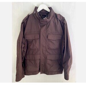 GAP Brown Windbreaker Utility Field Jacket Collar Hood Pockets Size XL NWT